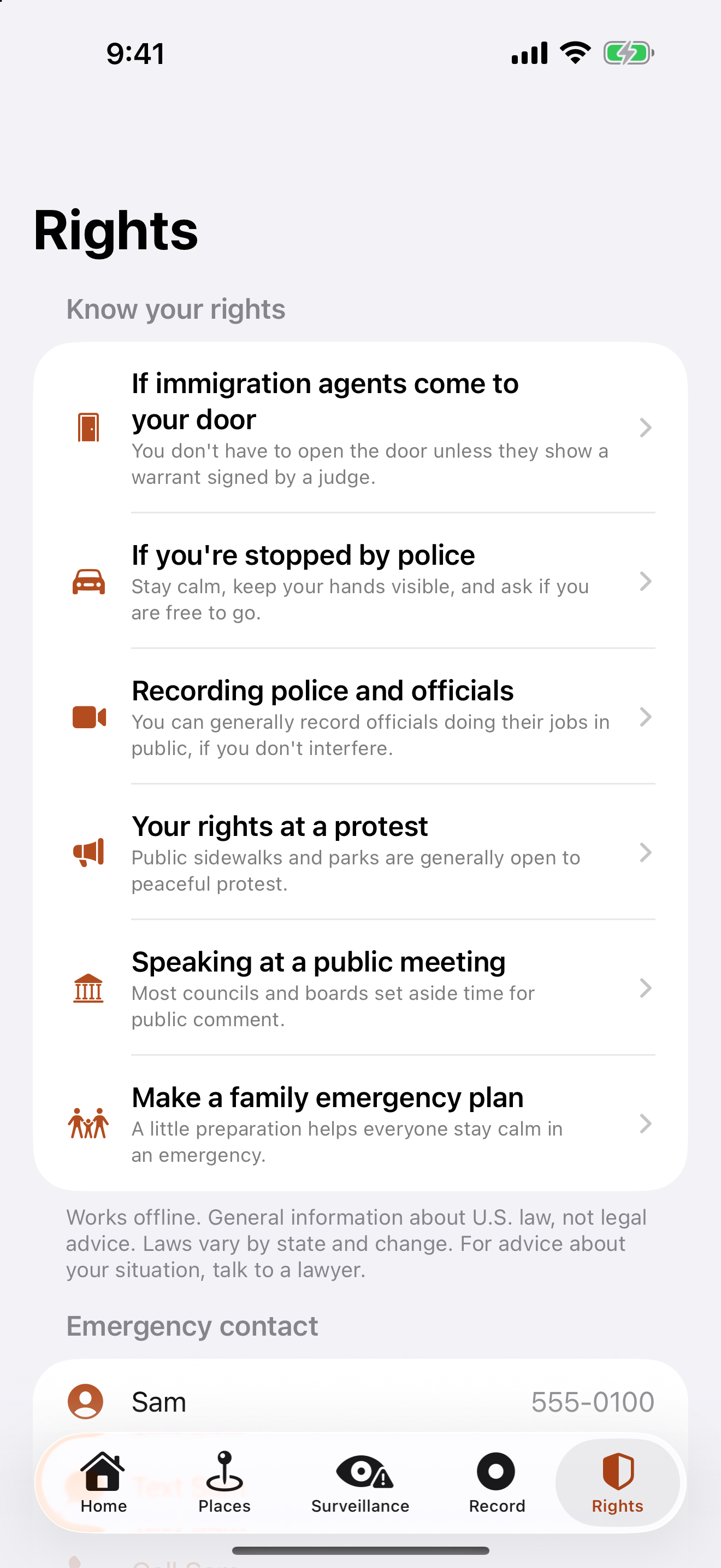 Keep rights information close in Front Porch